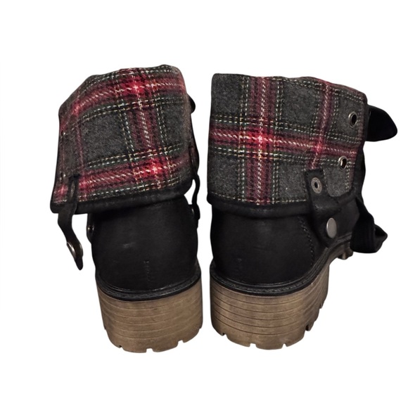 Serra Tartan Plaid & Black Chunky Boots Women's Sz 8 Grunge Indie 90s Casual - Picture 6 of 10